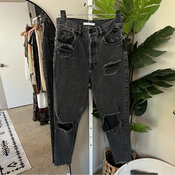 ✨ PacSun Black Distressed Button Fly Jeans 27 | Edgy High-Rise Grunge Denim - Picture 1 of 7